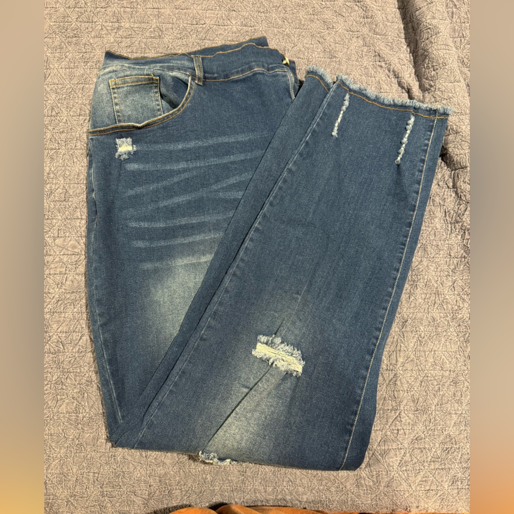 Chic Soul Blue Skinny Distressed Jeans